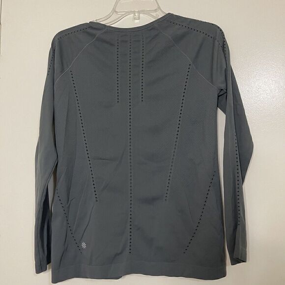 ATHLETA gray long sleeve crew neck mesh hole workout athletic shirt size medium - Picture 4 of 4